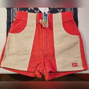 Hammies Two-Tone Corduroy Shorts (28, Red/Sand)